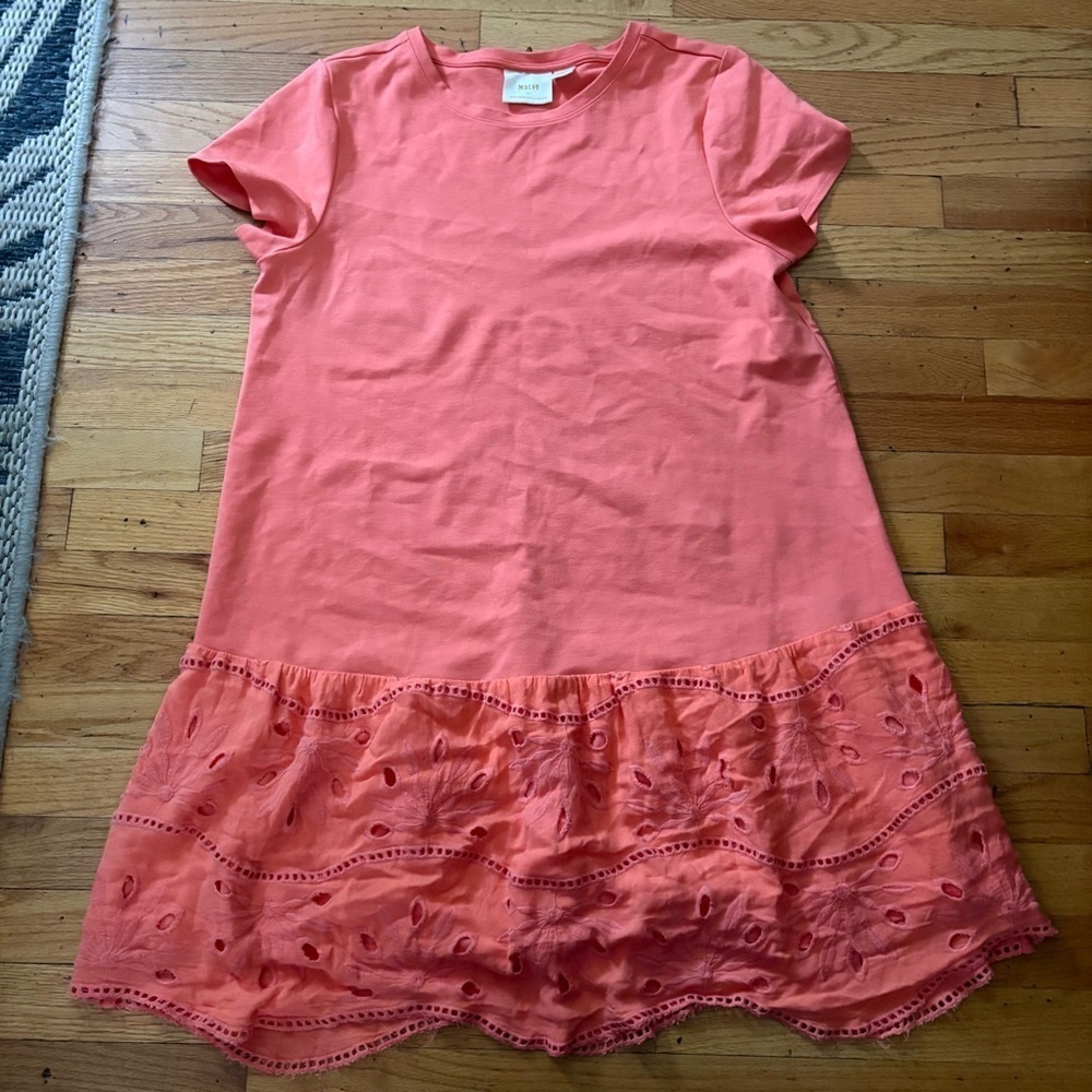 Anthropologie Maeve Coral T-Shirt Dress Size Large - Picture 2 of 8
